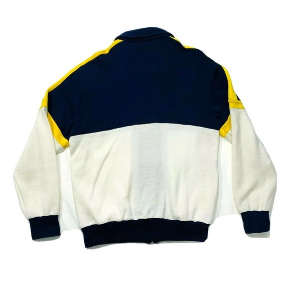 Triathlon Brand Full Zip Jacket Jersey Sweatshirt Mock Neck Blue White‎ Yellow L - Picture 6 of 11
